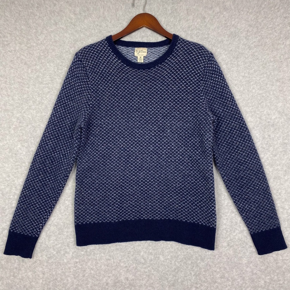 J. Crew Sweater Mens M Blue Merino Wool Blend Rugged Crewneck Pullover